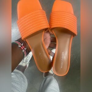 Marc Fisher Bright Orange Slide Sandals